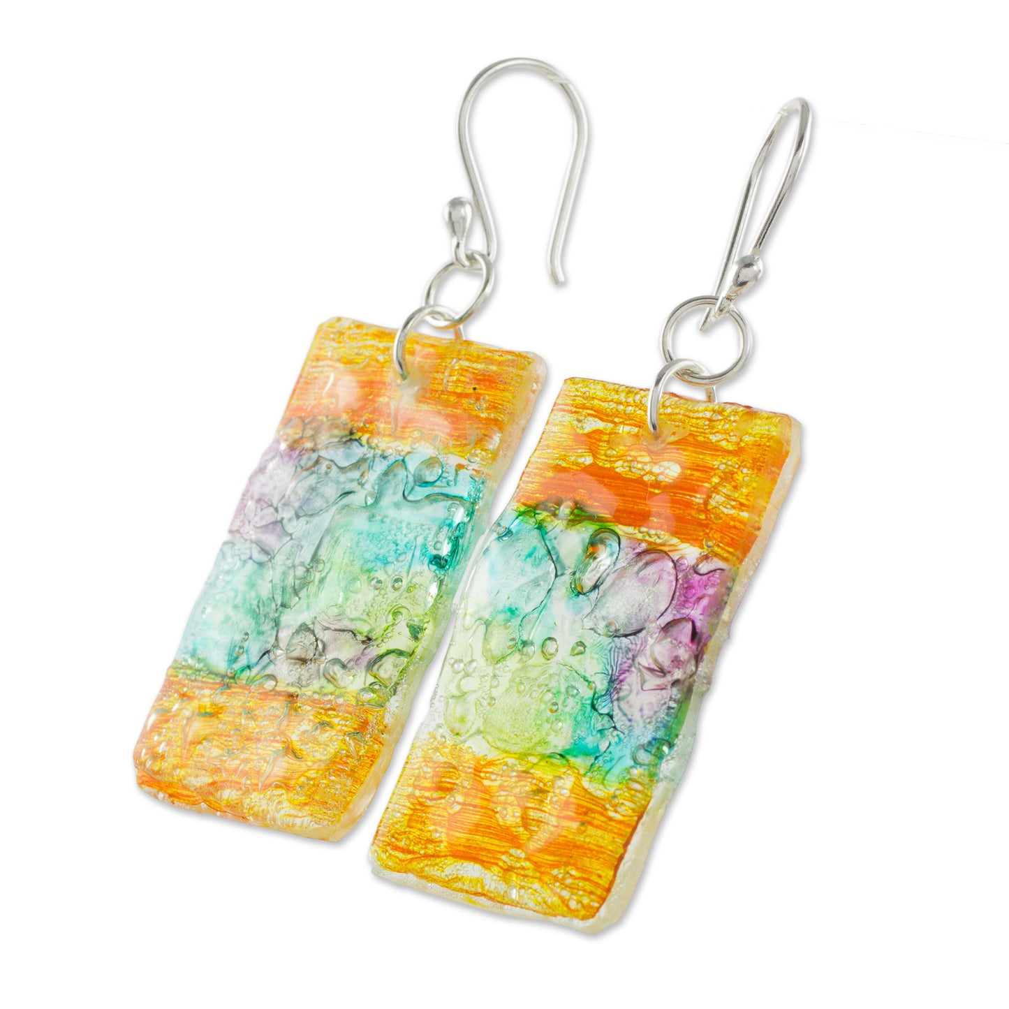 Celebrate Creativity Colorful Recycled CD Dangle Earrings from Guatemala