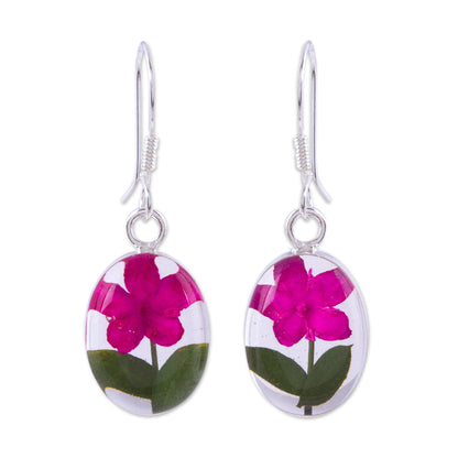 Freshness of Nature Pink Natural Flower Dangle Earrings from Mexico