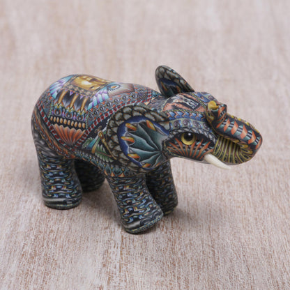 Vibrant Baby Elephant Handcrafted Polymer Clay Elephant Sculpture from Bali