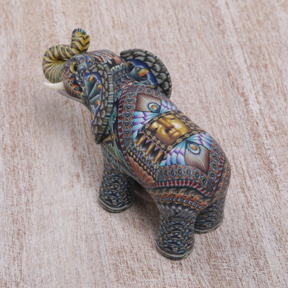 Vibrant Baby Elephant Handcrafted Polymer Clay Elephant Sculpture from Bali