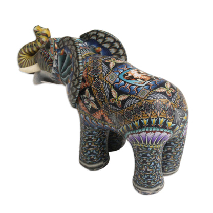 Vibrant Baby Elephant Handcrafted Polymer Clay Elephant Sculpture from Bali