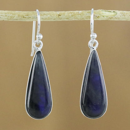 Forest Raindrops Sterling Silver Labradorite Dangle Earrings from Thailand