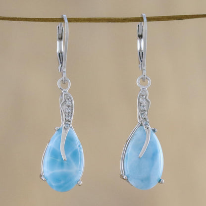 Transcendental Sky Larimar Silver Dangle Earrings