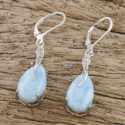 Transcendental Sky Larimar Silver Dangle Earrings