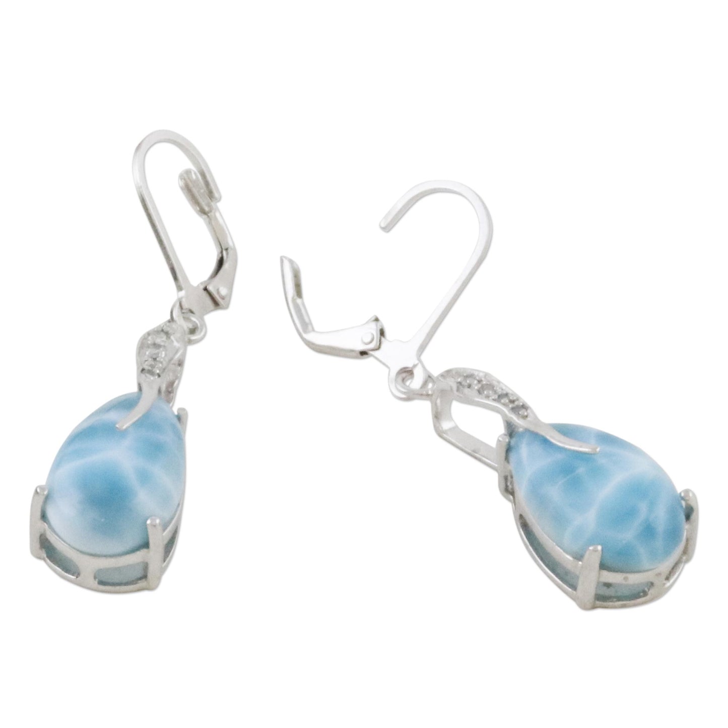 Transcendental Sky Larimar Silver Dangle Earrings