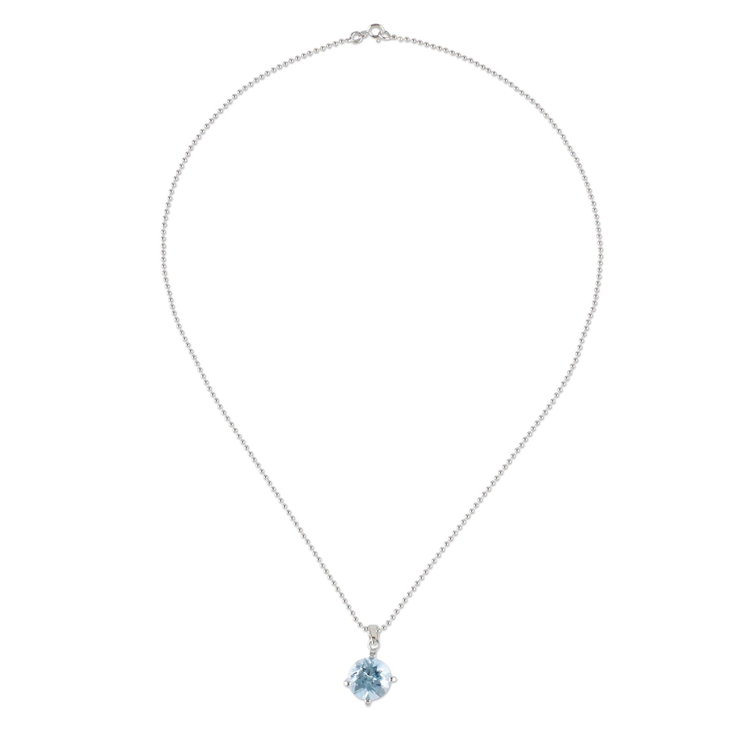 Blue Brilliance Circular Faceted Topaz Pendant Necklace from Thailand