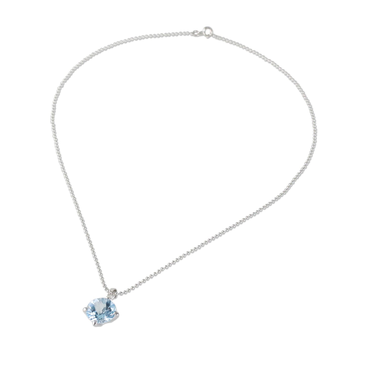 Blue Brilliance Circular Faceted Topaz Pendant Necklace from Thailand