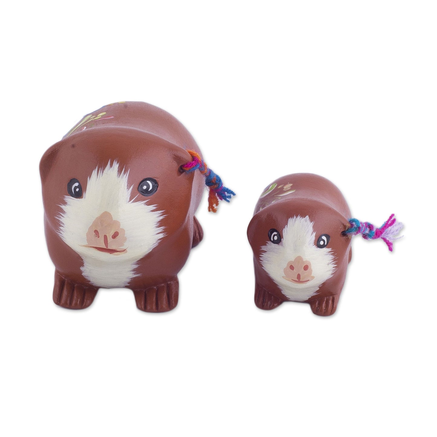 Guinea Pig Family in Spice Two Ceramic Guinea Pig Figurines in Spice from Peru