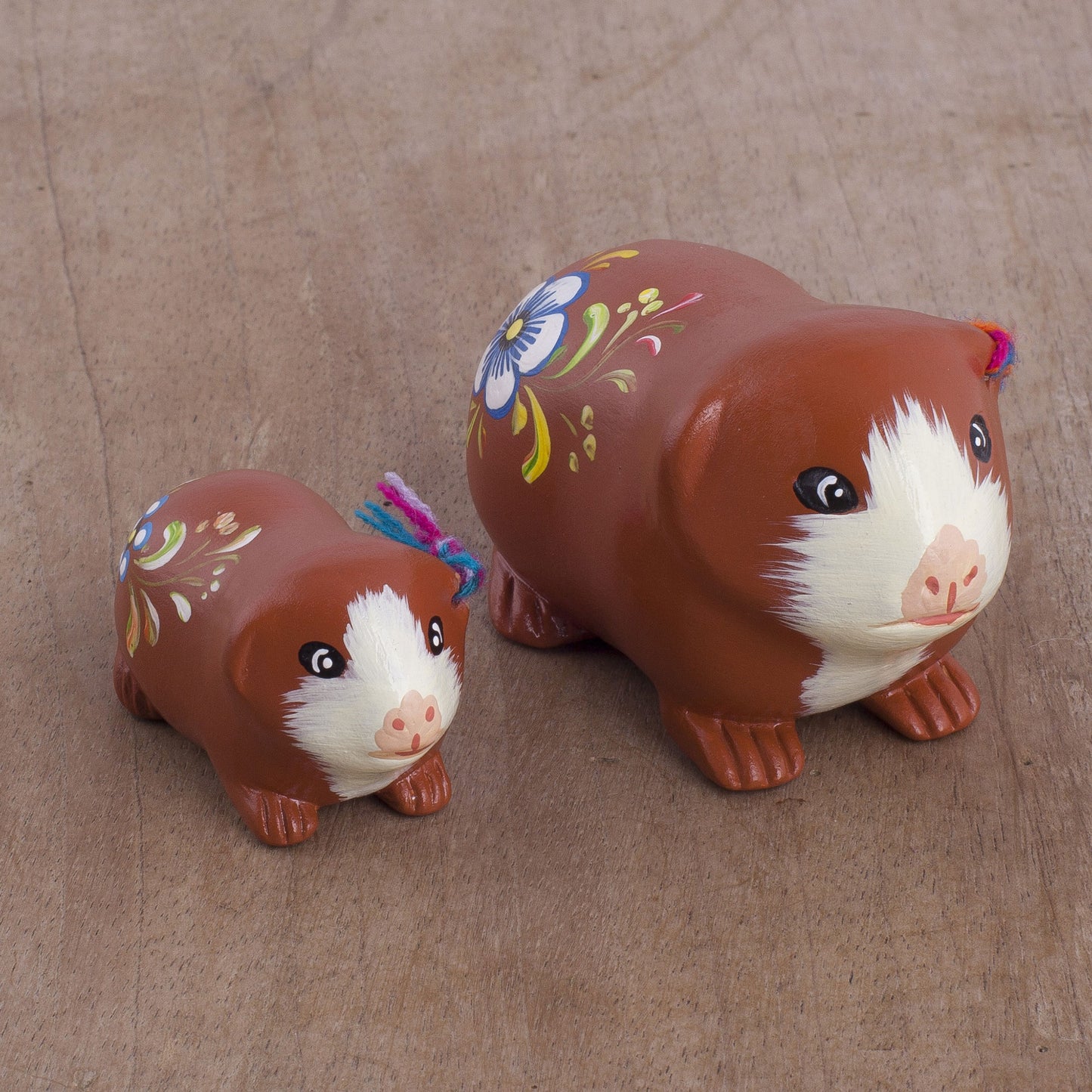 Guinea Pig Family in Spice Two Ceramic Guinea Pig Figurines in Spice from Peru