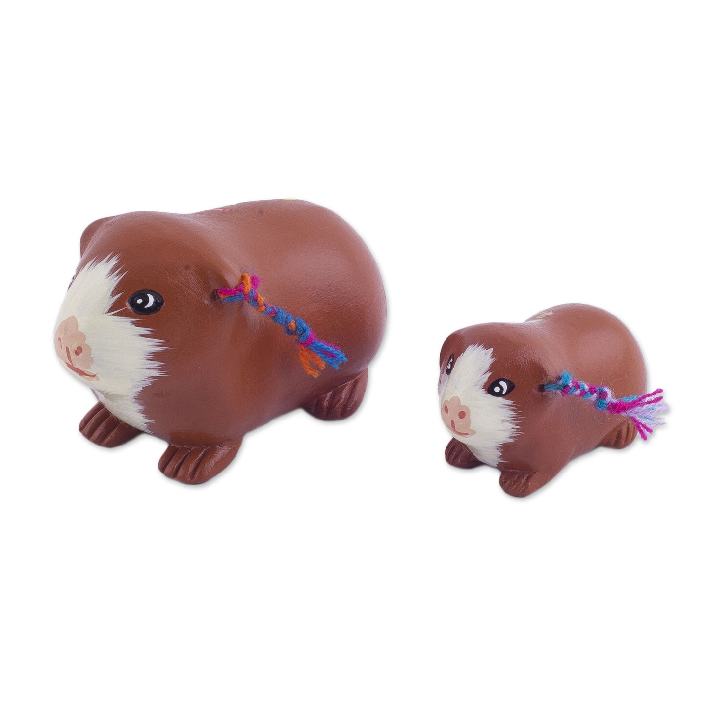 Guinea Pig Family in Spice Two Ceramic Guinea Pig Figurines in Spice from Peru