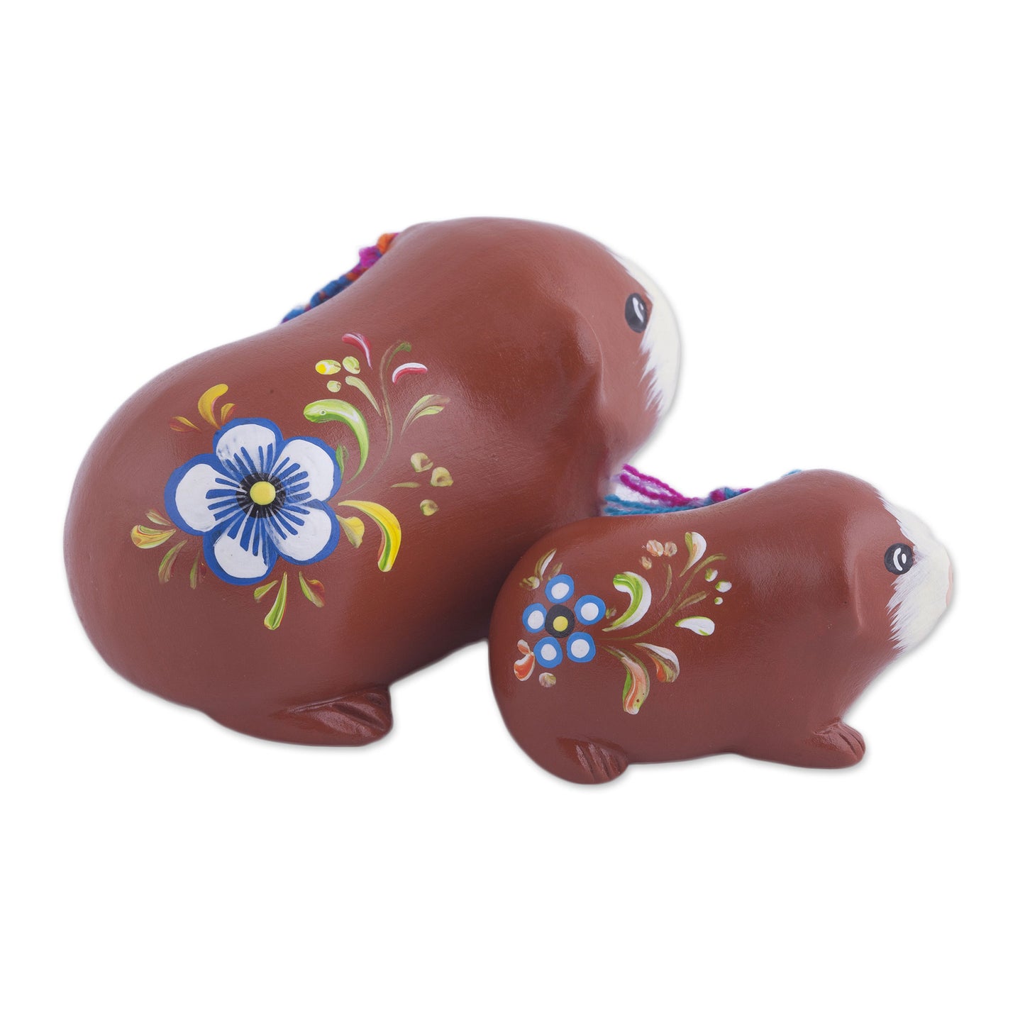 Guinea Pig Family in Spice Two Ceramic Guinea Pig Figurines in Spice from Peru