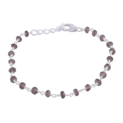 Beautiful Saga Handmade Adjustable Smoky Quartz Link Bracelet from India