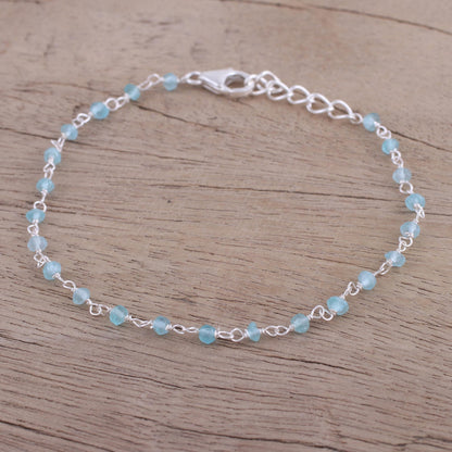 Chalcedony Handmade Adjustable Chalcedony Link Bracelet from India