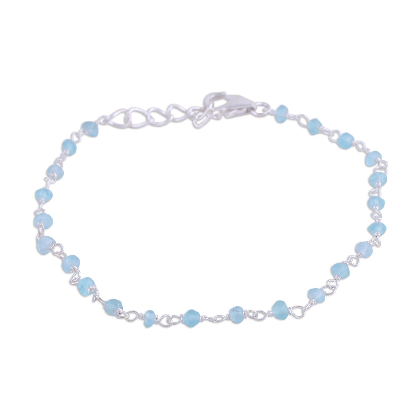 Chalcedony Handmade Adjustable Chalcedony Link Bracelet from India