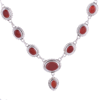 Magnificent Fire Handmade Natural Carnelian Link Pendant Necklace from India