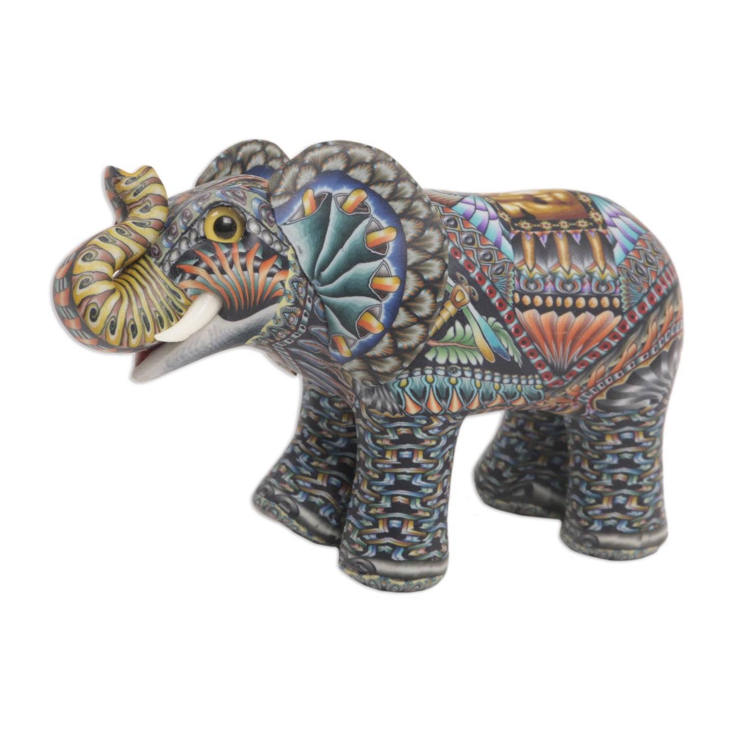 Vibrant Elephant Handmade Polymer Clay Elephant Sculpture from Bali