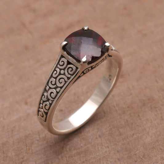 Buddha Sparkle Garnet Sterling Silver Ring