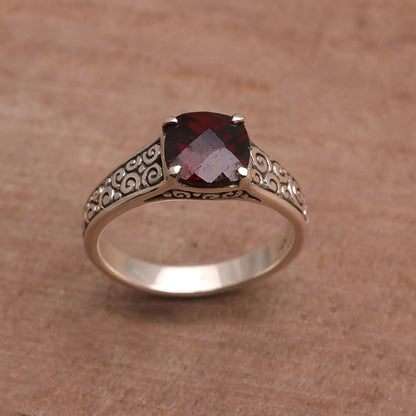 Buddha Sparkle Garnet Sterling Silver Ring