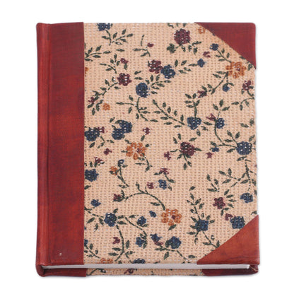 Flowering Memories Handcrafted Floral Leather Accent Jute Journal from India