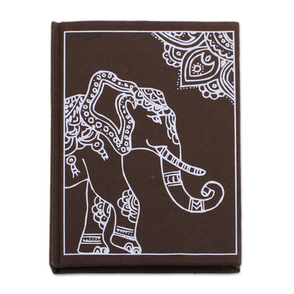 Royal Gajraj India Elephant-Themed Handmade Paper Journal in Mahogany