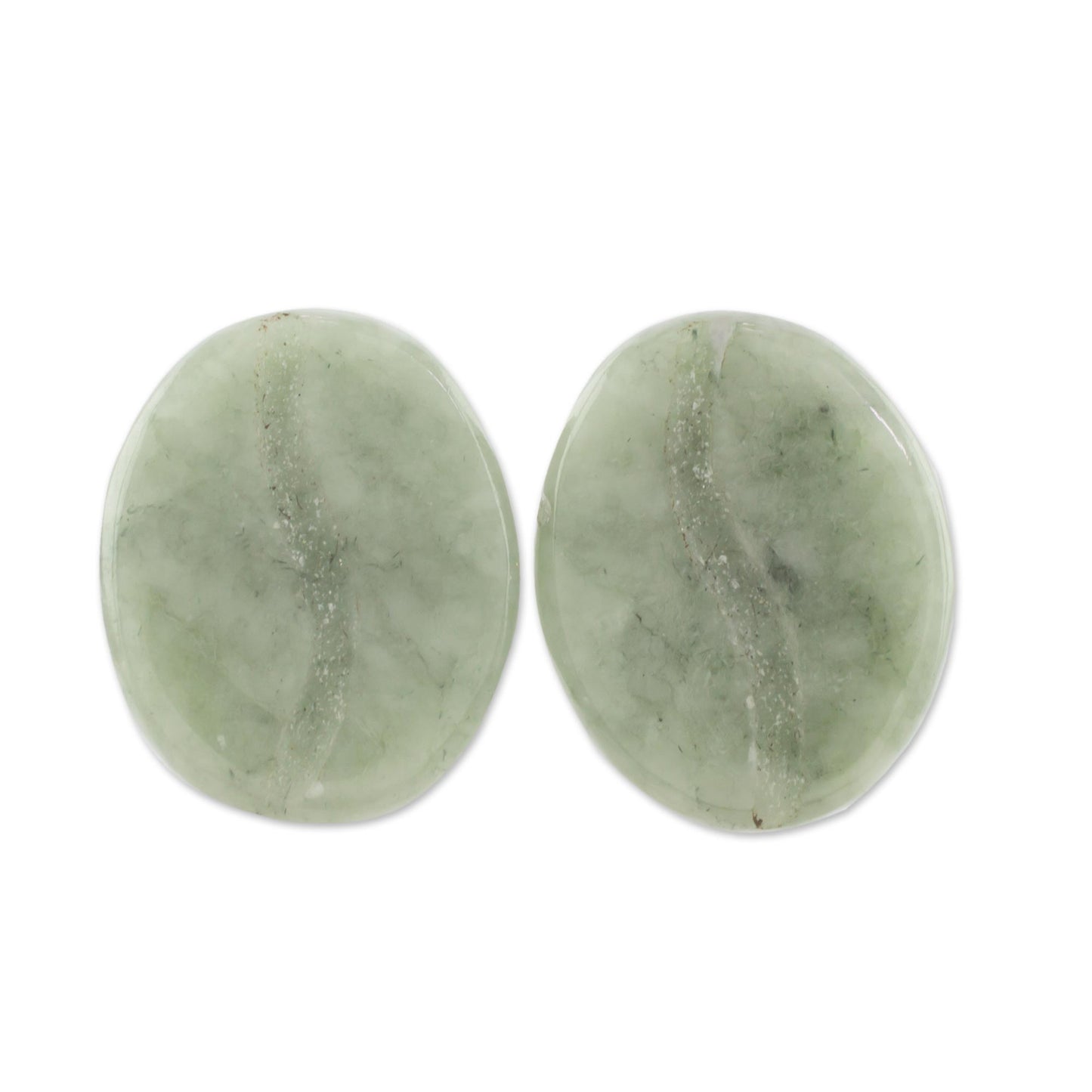 Passion for Coffee Coffee-Shaped Light Green Jade Stud Earrings from Guatemala