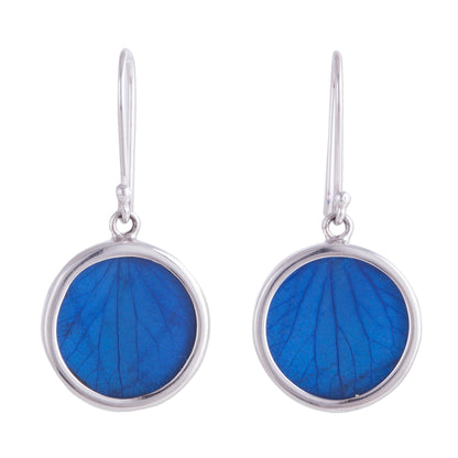 Blue Eden Sterling Silver and Natural Leaf Earrings in Blue from Peru