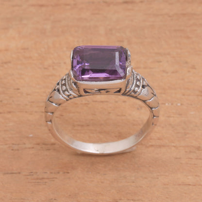 Padang Galak Beauty Faceted Purple Amethyst Single Stone Ring from Bali