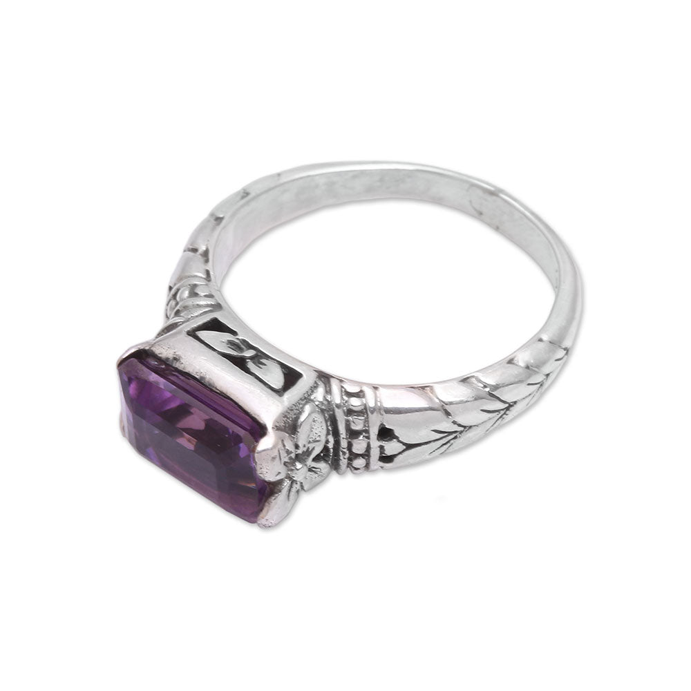 Padang Galak Beauty Faceted Purple Amethyst Single Stone Ring from Bali