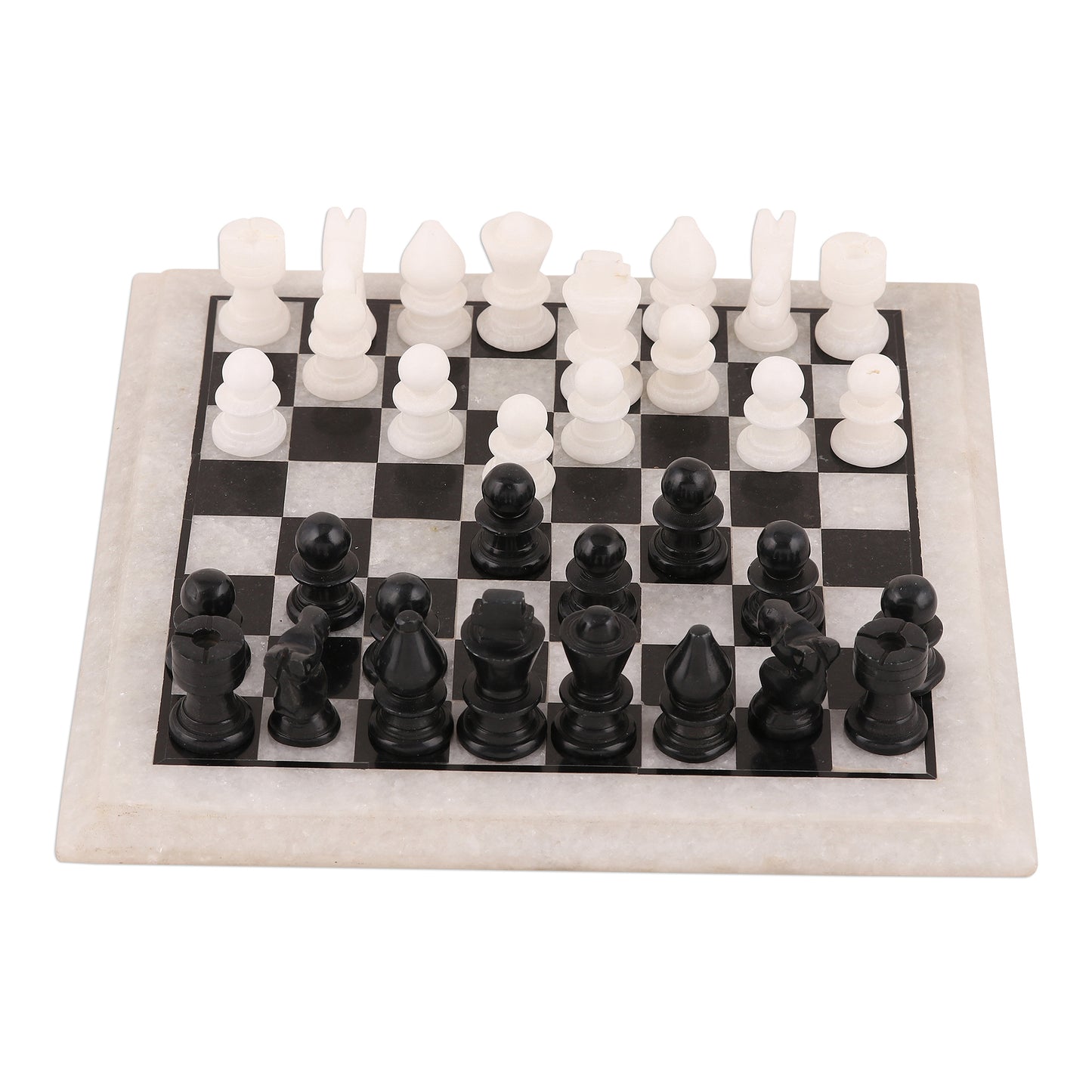 Royal Leisure Handcrafted Black and White Marble Chess Set from India