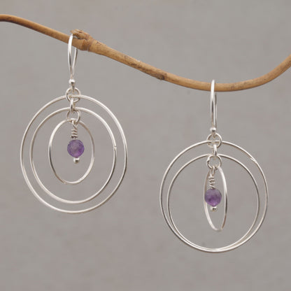 Atoms Amethyst and Sterling Silver Dangle Earrings form Bali