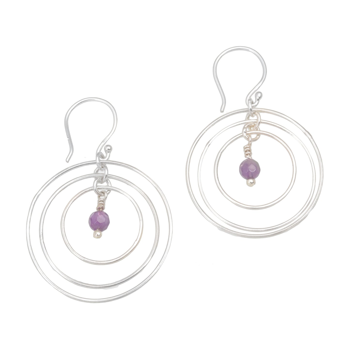 Atoms Amethyst and Sterling Silver Dangle Earrings form Bali