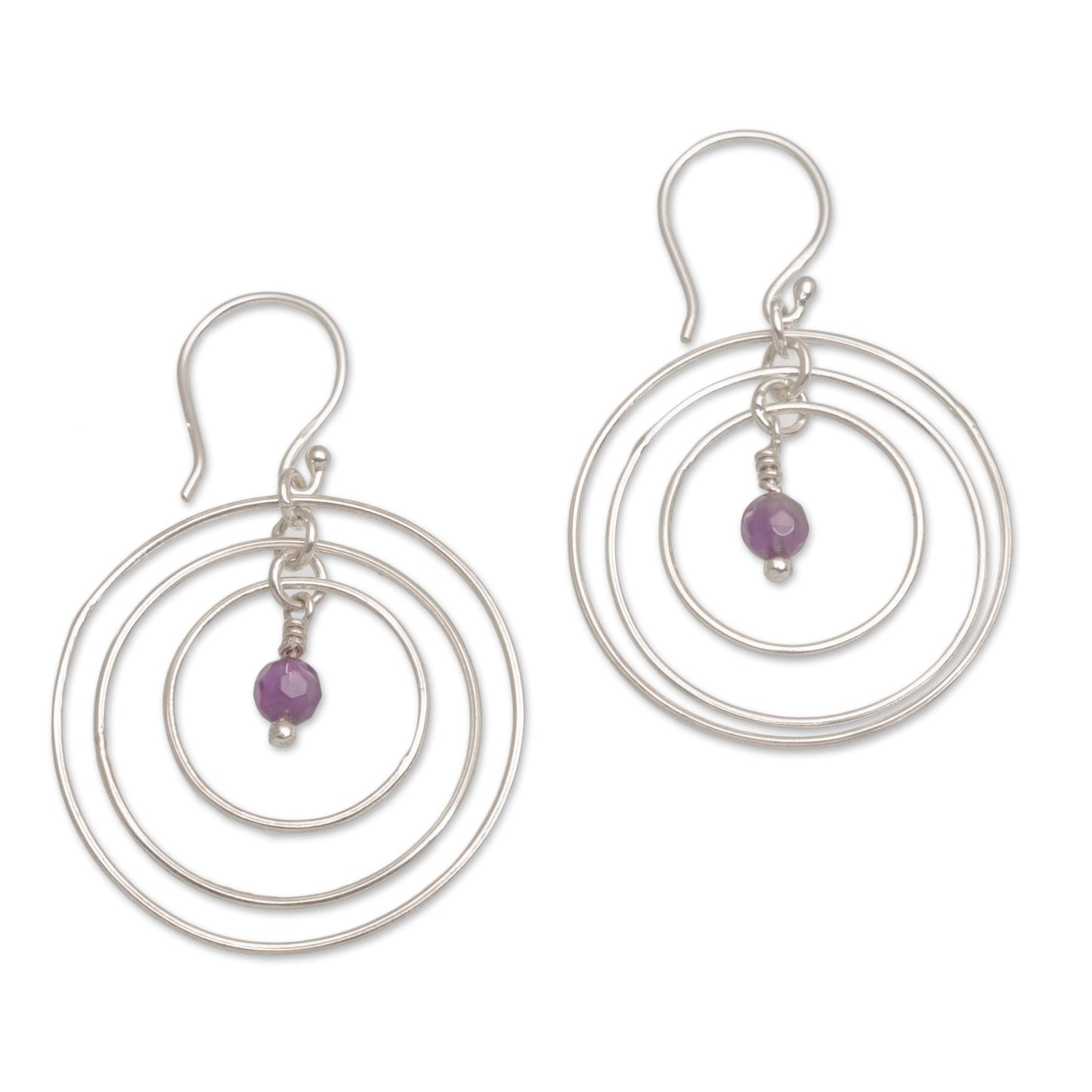 Atoms Amethyst and Sterling Silver Dangle Earrings form Bali