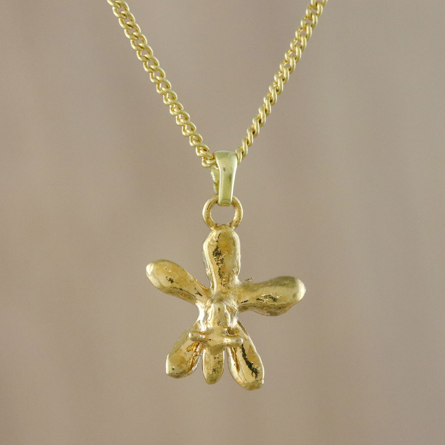 Starry Orchid Gold Plated Orchid Pendant Necklace from Thailand