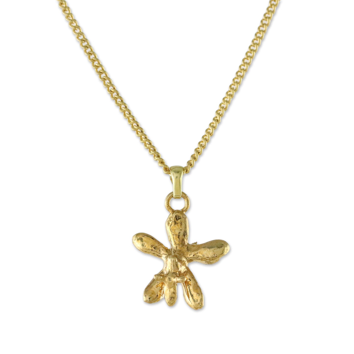 Starry Orchid Gold Plated Orchid Pendant Necklace from Thailand