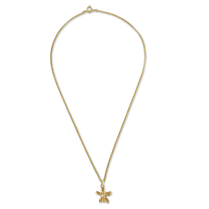 Starry Orchid Gold Plated Orchid Pendant Necklace from Thailand