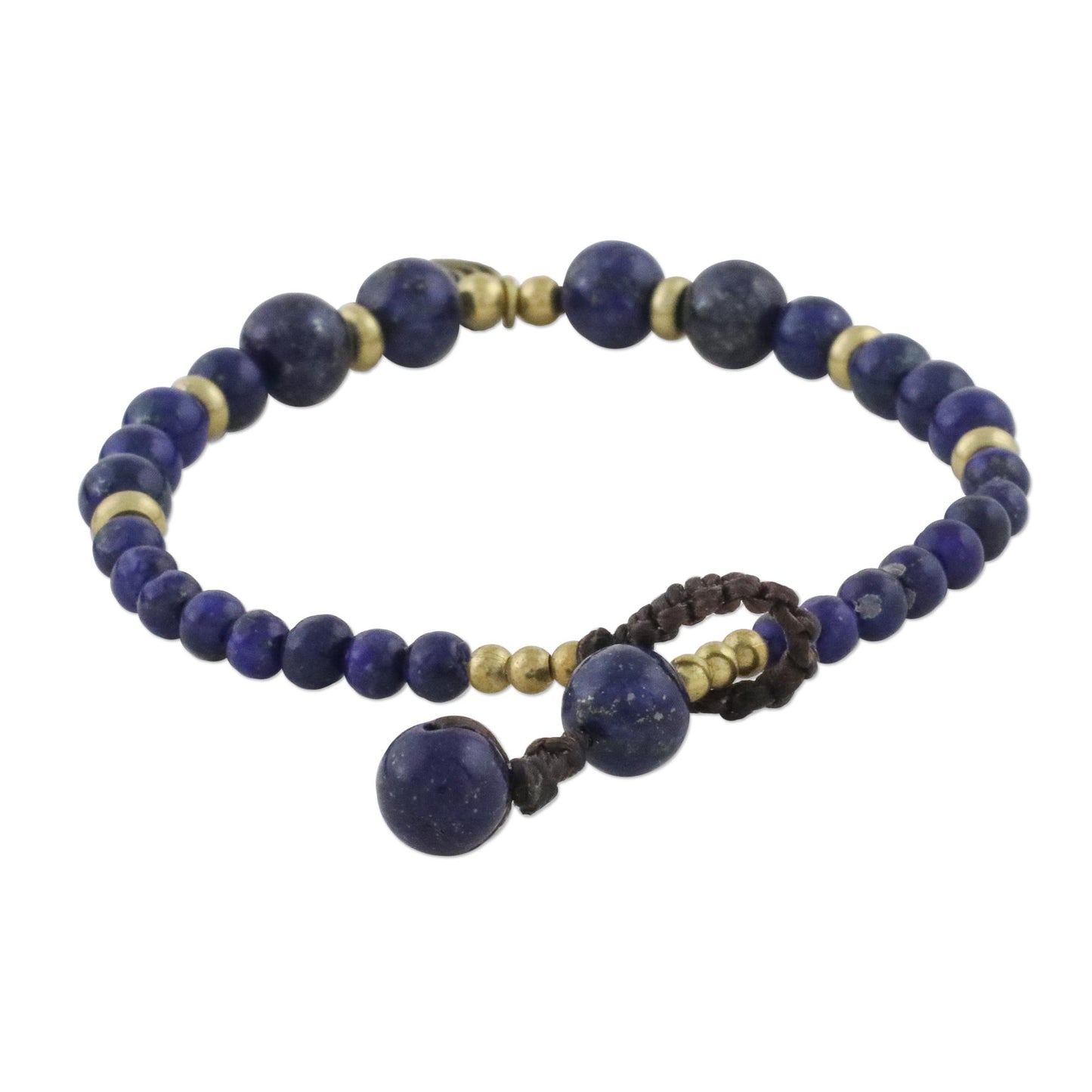 Phuket Waves Blue Lapis Lazuli and Brass Beaded Bracelet