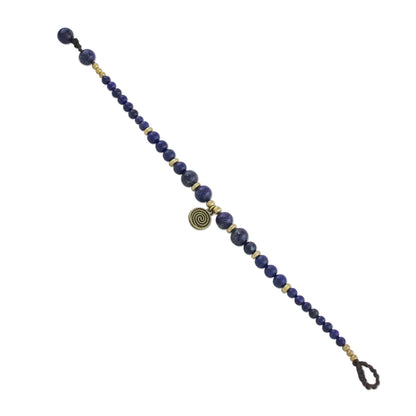 Phuket Waves Blue Lapis Lazuli and Brass Beaded Bracelet