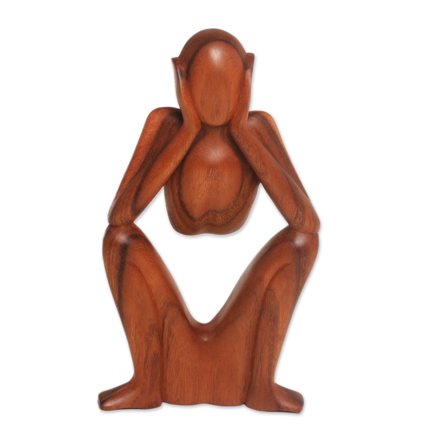 Boredom Natural Suar Wood Sculpture of Bored Figure