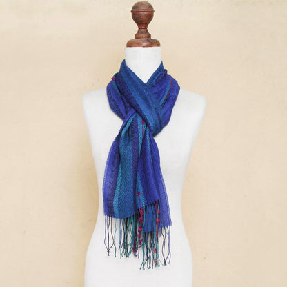 Altiplano Sky Woven Baby Alpaca Blend Scarf from Peru