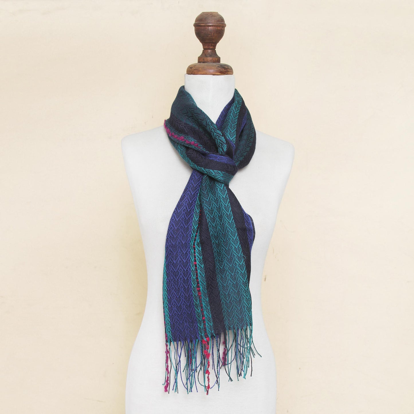 Journey to Puno Woven Striped Scarf in Baby Alpaca and Pima Blend