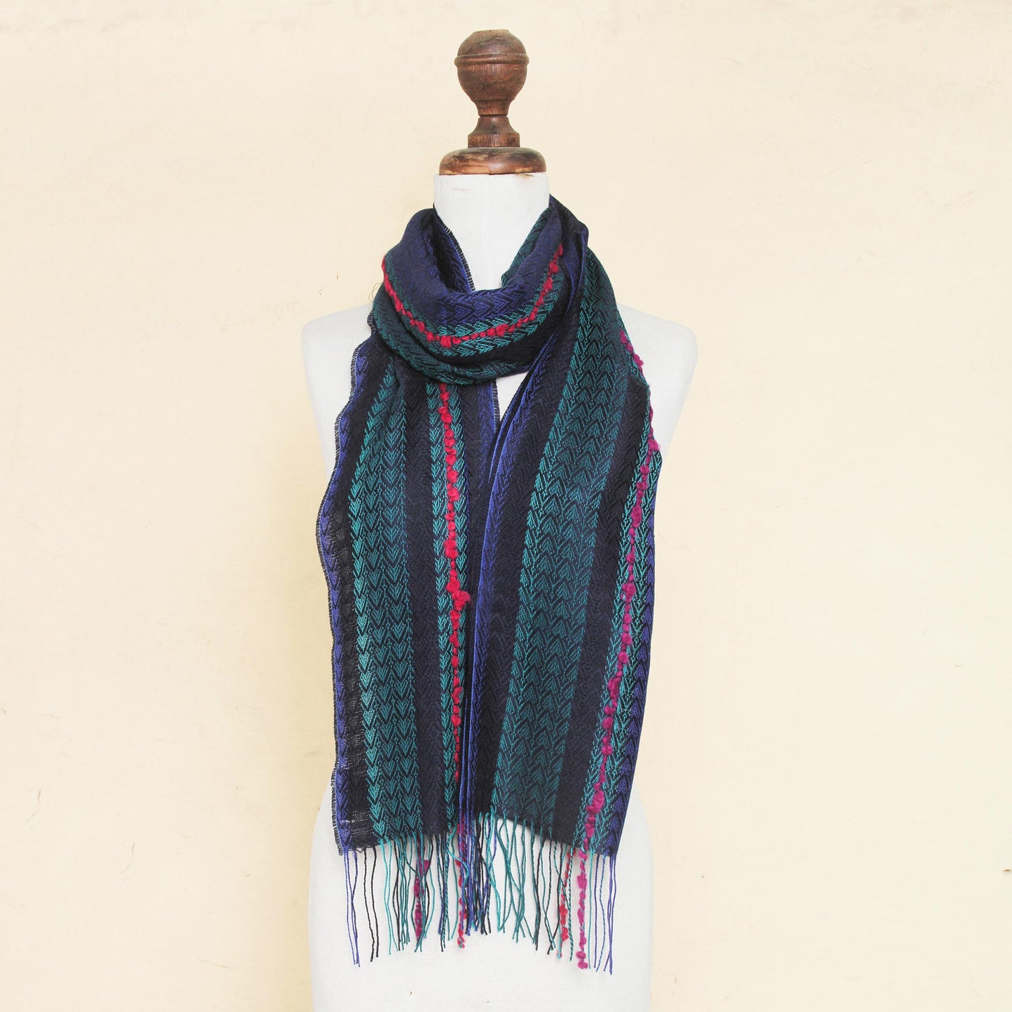 Journey to Puno Woven Striped Scarf in Baby Alpaca and Pima Blend