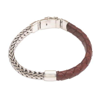 Men's Halfway to Home Sterling Silver Leather Bracelet