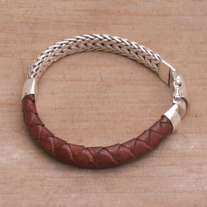 Men's Halfway to Home Sterling Silver Leather Bracelet