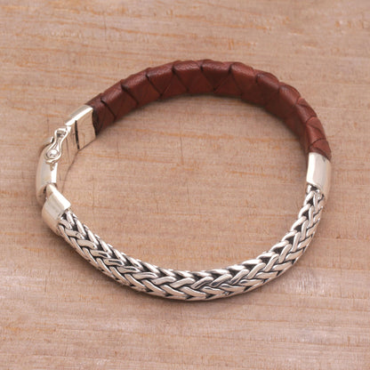 Men's Halfway to Home Sterling Silver Leather Bracelet