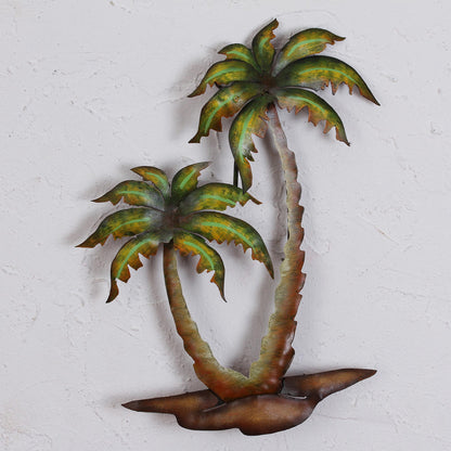 Twin Palms Hand Crafted Palm Tree Steel Wall Art from Mexico