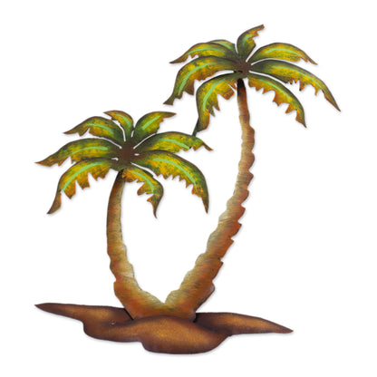 Twin Palms Hand Crafted Palm Tree Steel Wall Art from Mexico