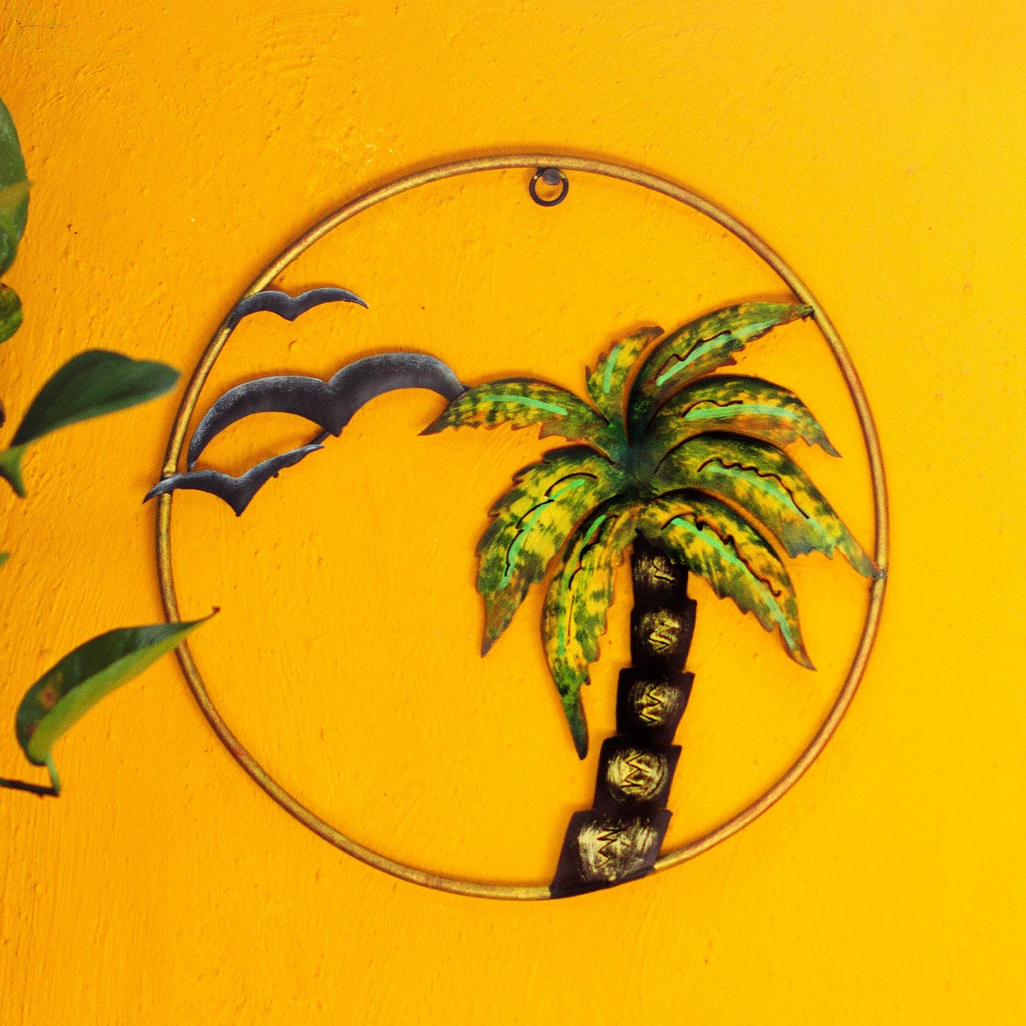 Evening at the Beach Handcrafted Tropical Iron Wall Sculpture from Mexico