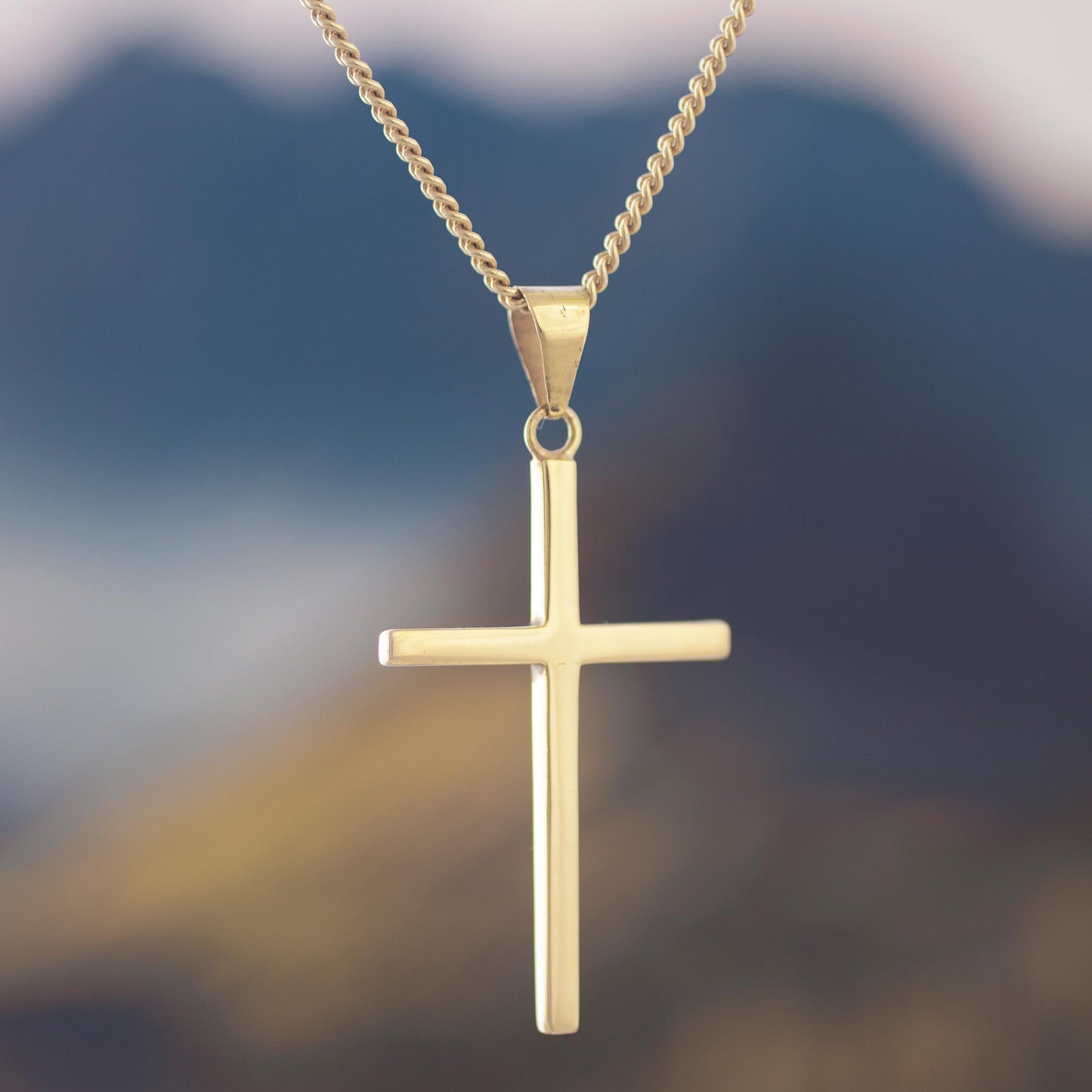 Faith In God Gold Plated Silver Cross Pendant Necklace from Peru