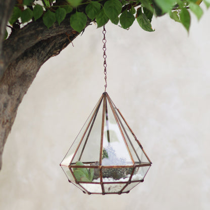 Taman Keraton Handmade Javanese Glass and Brass Hanging Plant Terrarium