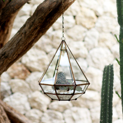 Taman Keraton Handmade Javanese Glass and Brass Hanging Plant Terrarium